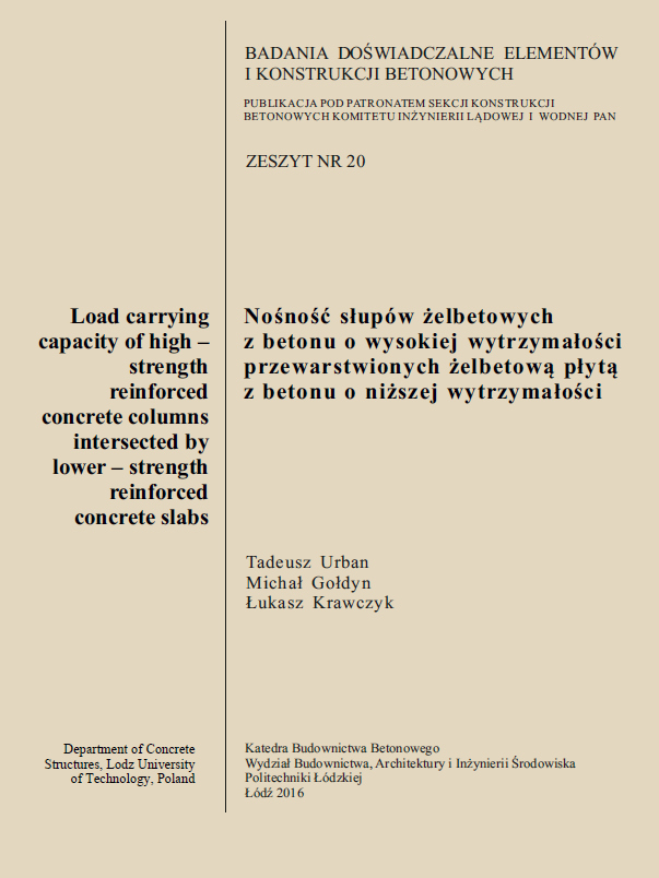 Okładka czasopisma Badania Doświadczalne Elementów i Konstrukcji Betonowych, zeszyt z numerem 20.